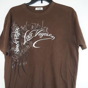 New York New York Las Vegas Street Rider Brown Short Sleeve T-Shirt Size L